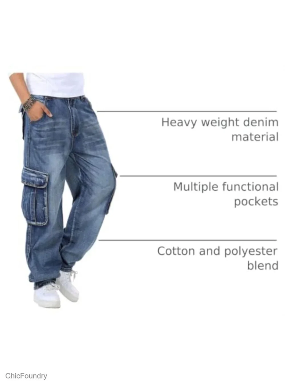 Baggy Cargo Jeans Vintage Washed Multi Pockets Streetwear Skate Jeans Hip Hop